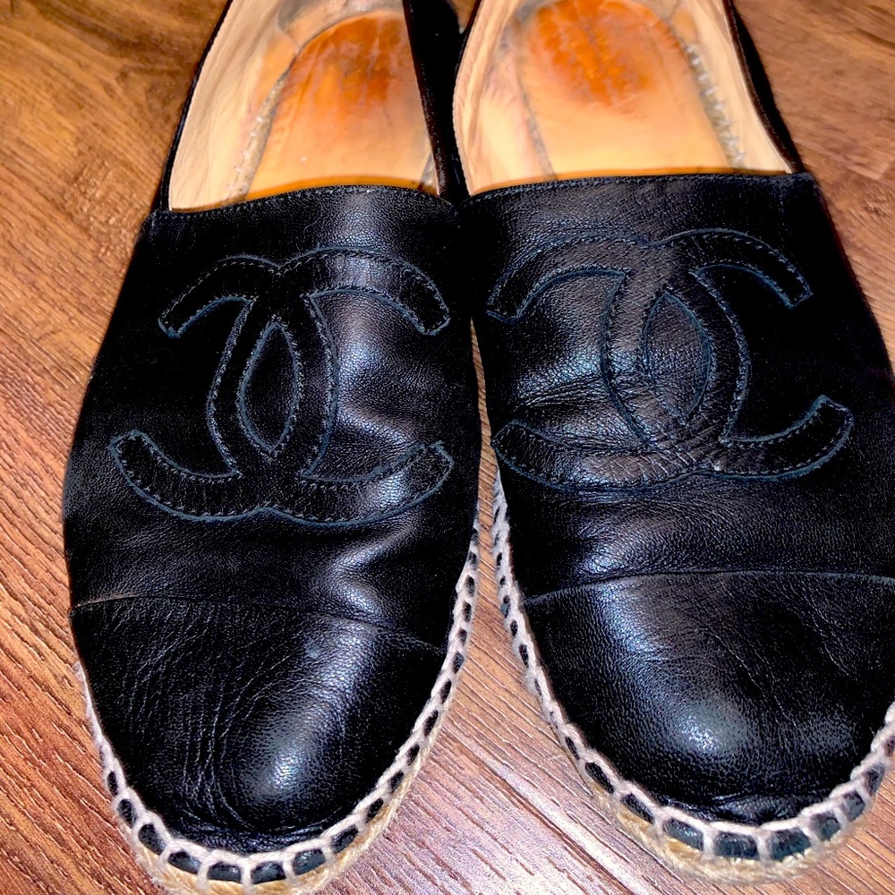 Authentic Chanel lamb skin espadrilles